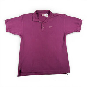 Vintage Nike Polo Shirt Adult LARGE Purple Swoosh Embroidered Gray Tag 90s